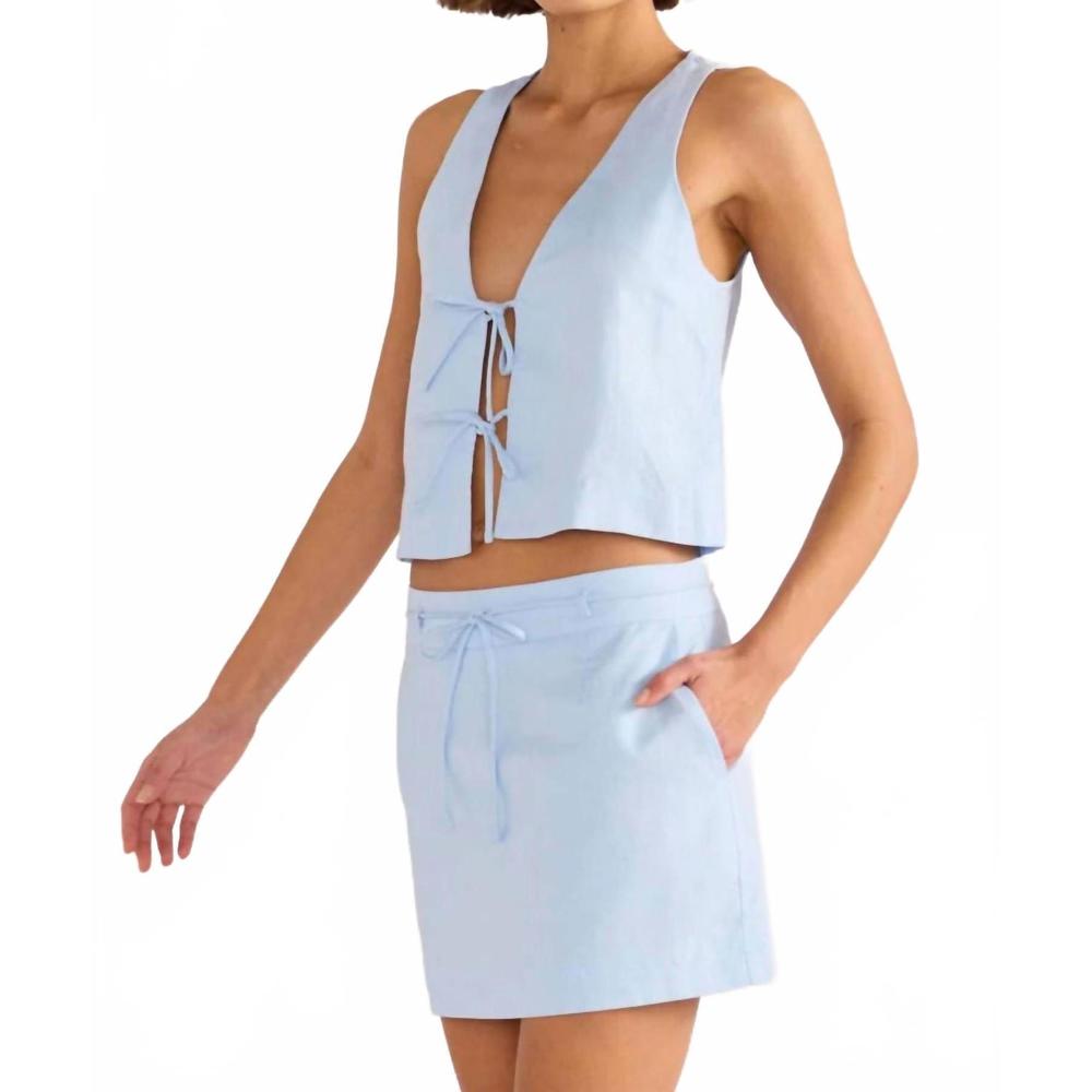 NEW MINKPINK pandora tie crop top in sky blue - Picture 4 of 5